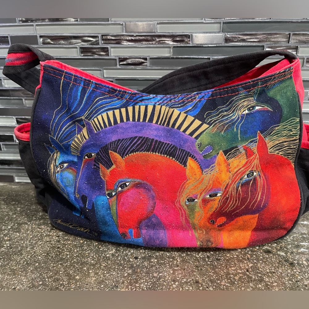 Laurel Burch Wild Horses of Fire Stallions Purse Medium Tote Shoulder Bag Hobo